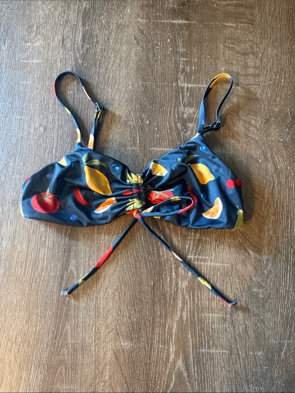 Kitty and Vibe Tie-Front Bikini Top, Size Medium